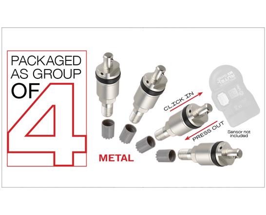 4 Metal Press-in Valve Stems For 1-Sensor